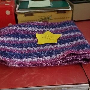 Striped Purple and Blue Knit Blanket
